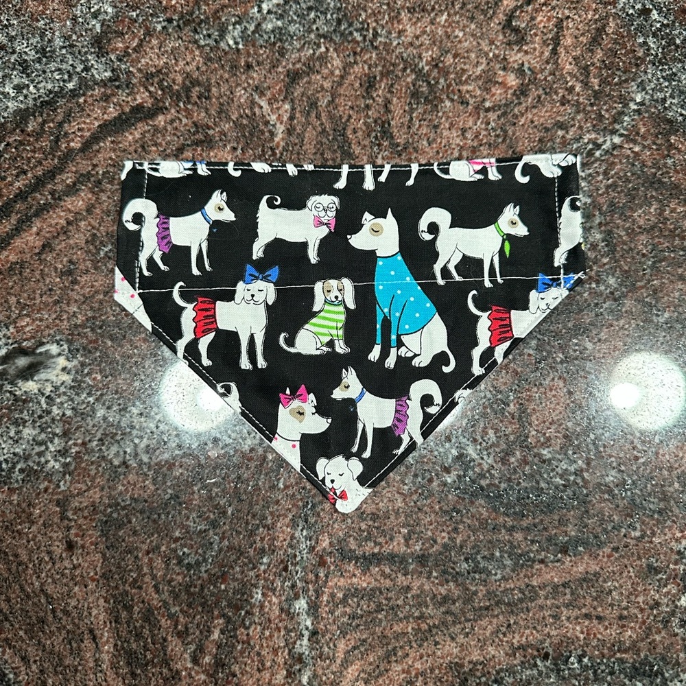 Handmade Reversible pet bandana in dog print